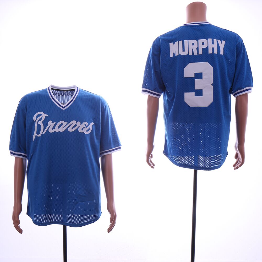 Men Atlanta Braves #3 Murphy Blue MLB Jerseys